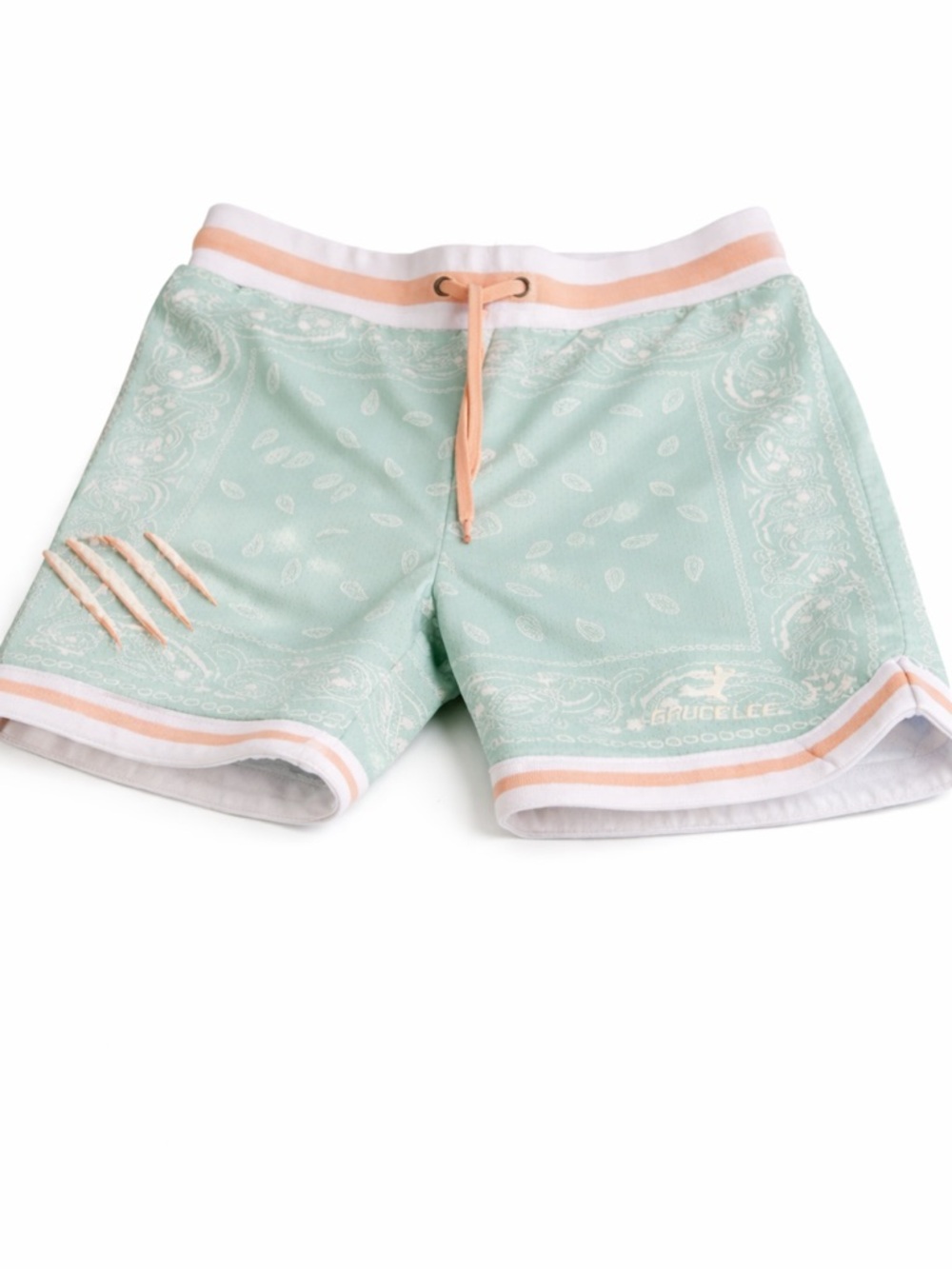 Palace x Bruce Lee Paisley Mesh Shorts Mint Peach Trim Men’s Size S